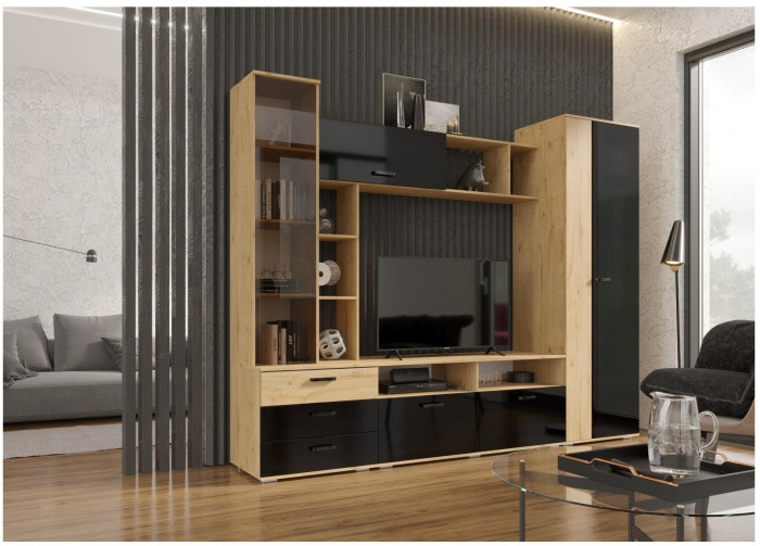 Гостиная Крокус (Дуб Делано, Белый глянец)