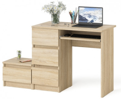 Мори Стол компьютерный МС-6 левый + Тумба ТМП400.1, цвет дуб сонома, ШхГхВ 130,4х50х76,6 см., выдвижные ящики слева, НЕ универсальная сборка