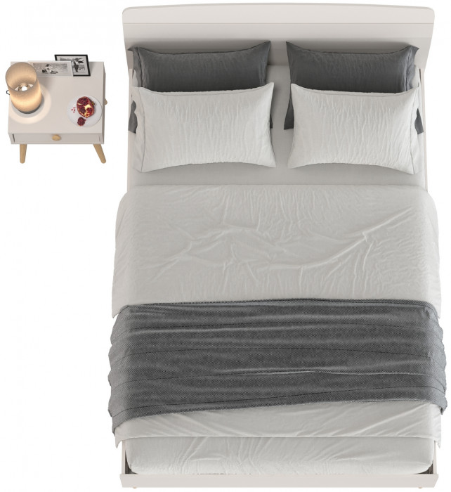 Афина Спальня Кровать 1400 + Тумба прикроватная, кашемир серый