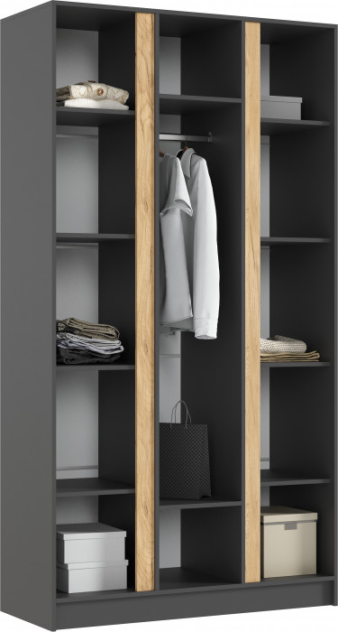 Келвин Шкаф 3-х створчатый 1200, Графит/Изумрудный