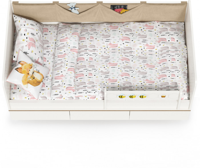 Эйп 11.40 Кровать, цвет белый/дуб белый, ШхГхВ 164,2х89,7х75 см., сп. м. 800х1600 мм., б/м, осн. есть, макс. нагрузка 80 кг., рек. выс. матр. 120 мм.