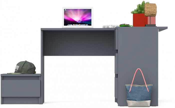 Мори компьютерный стол МС-16 правый + Тумба ТМП400.1, графит