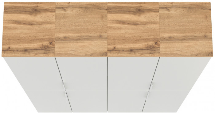 Октава Набор шкафов 45, цвет белый шагрень/дуб крафт золотой/фасады МДФ белый шагрень, ШхГхВ 128,8х35,3х197,6 см., универсальная сборка