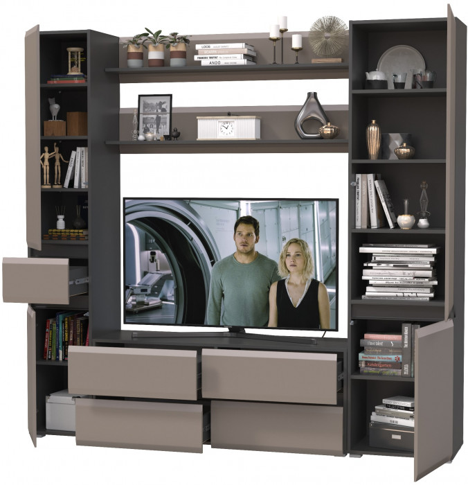 Сидней Комплектация № 071, корпус: антрацит/фасады: МДФ веллюто капучино