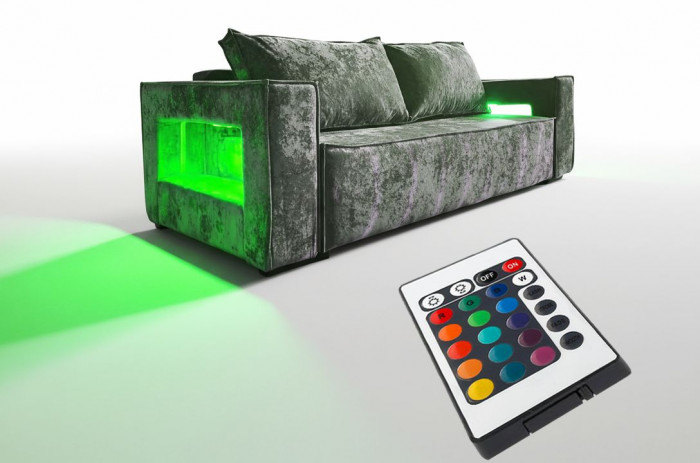 Диван-кровать Лофт Люкс Плюш с подсветкой, еврокнижка, 140х195, серый