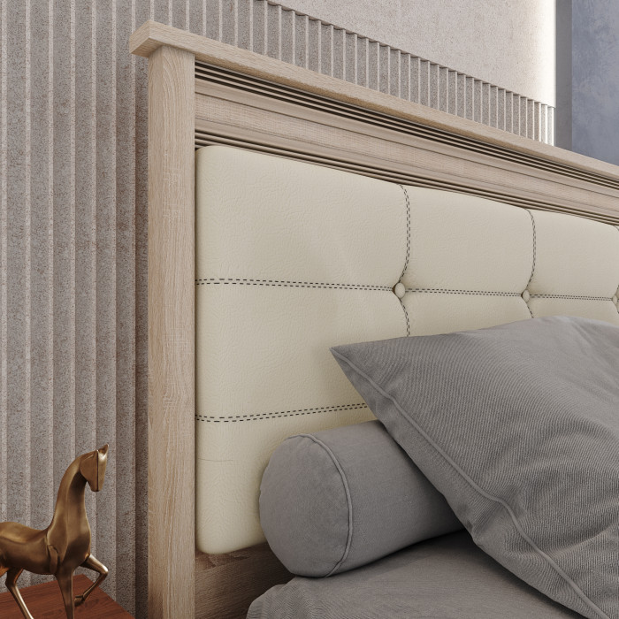 Ливорно Кровать ЛКР-1 (1,6) с настилом ДСП 2С, Дуб сонома