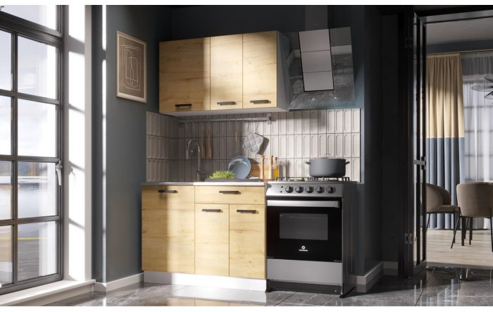 Кухня ЛДСП Хозяюшка 1100 (Вотан / Белый глянец, Белый)