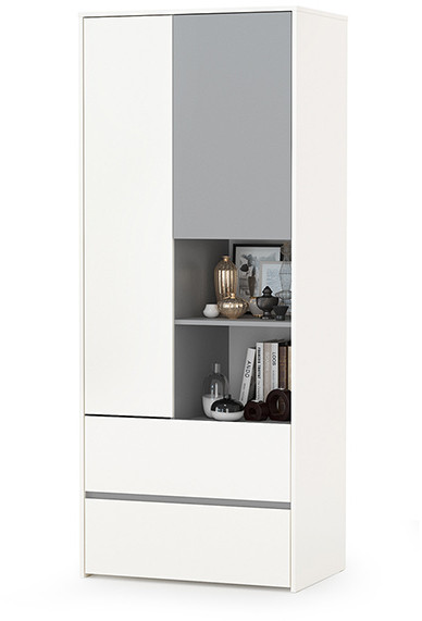 Торонто 13.333 Шкаф для одежды, цвет белый шагрень/стальной серый, ШхГхВ 80х53х195,7 см., универсальная сборка