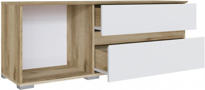 Тумба ТВ малая Плейона, Дуб делано/Белый