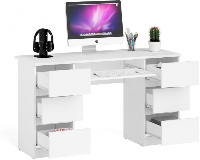 Мори Стол компьютерный МС-2, цвет белый, ШхГхВ 135,4х50х76,6 см.