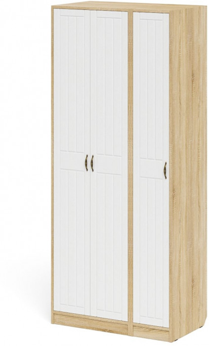 Прихожая П-6-500 Шкаф + Пенал, дуб сонома/фасады МДФ белое дерево фрезеровка прованс