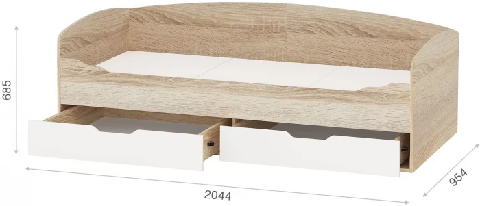 Кровать Стелс тахта, Дуб сонома/белый