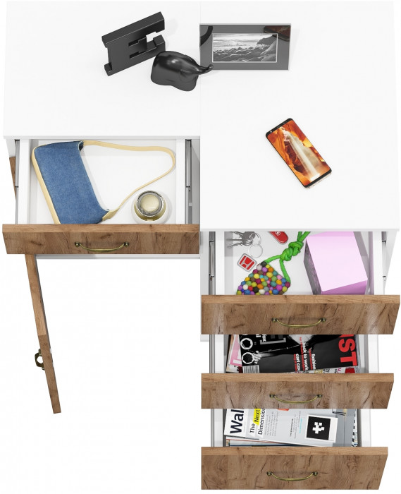 Лидер-8 Тумба МД 3.16 + Тумба МД 3.19, белый шагрень/крафт золото