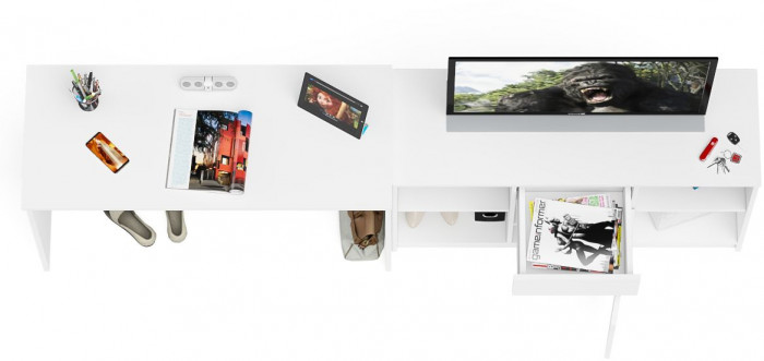 Мори письменный стол МСП1200.1 + Тумба МТВ1204.1, белый