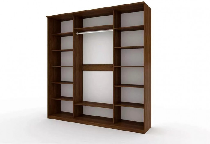 Шкаф купе Модерн 2362х600 4-х дверный 3-х секционный зеркальный с пескоструем №3 венге