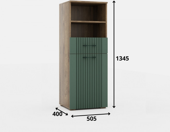 Тумба высокая для гостиной "Монреаль" - Белый текстурный/Ясень белый