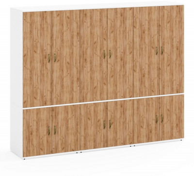 Лидер-8 Шкаф МД 19Б 3 шт., цвет белый шагрень/крафт золото, ШхГхВ 240х50х190 см., универсальная сборка