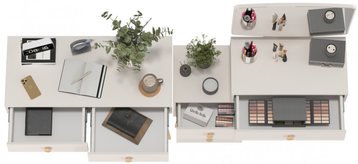 Афина Спальня Стол + Трюмо, кашемир серый