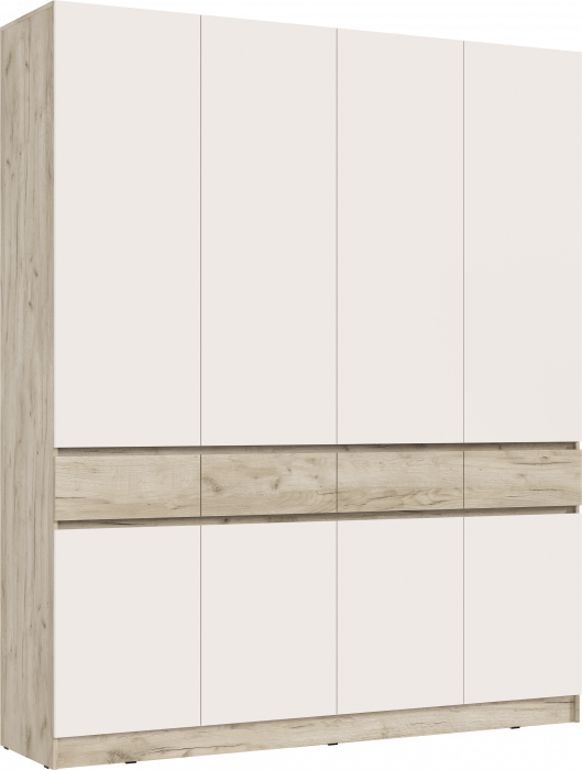 Роджина Шкаф 4-х створчатый, Крафт серый/Кашемир