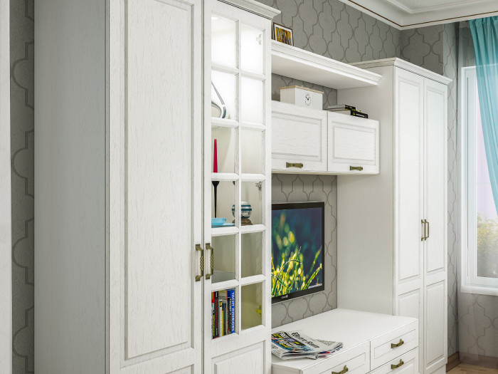 Ливерпуль Полка, цвет ясень ваниль/белый, ШхГхВ 140х29,4х6 см.(БЕЗ крепления к стене, крепится к соседним боковинам)