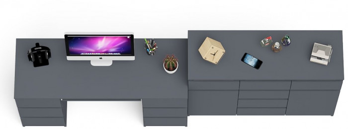 Мори Стол компьютерный МС-2 + Комод МК1200.4, цвет графит, ШхГхВ 255,8х50х94 см., универсальная сборка