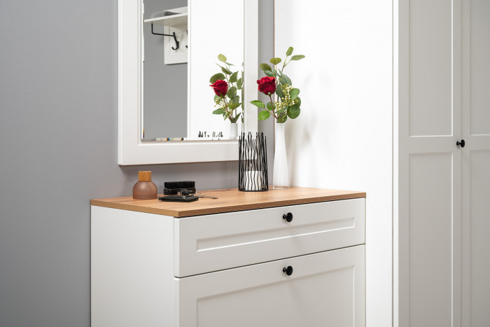 Остин Прихожая 16, белый шагрень/дуб крафт золотой