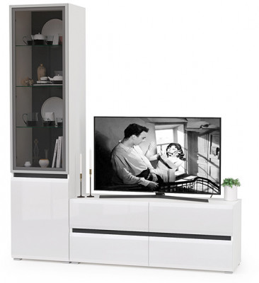 Сидней Комплектация № 009, корпус: белый/чёрный/фасады: МДФ белый глянец