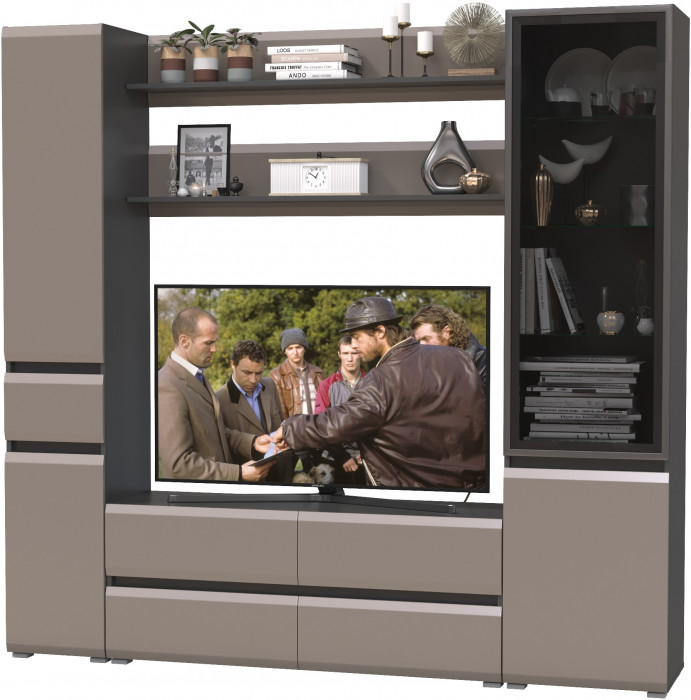 Сидней Комплектация № 072, корпус: антрацит/фасады: МДФ веллюто капучино