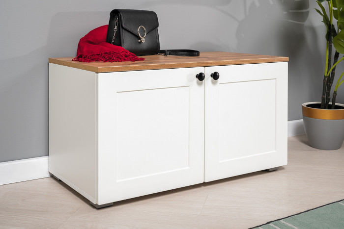 Остин Прихожая 53, цвет белый шагрень/дуб крафт золотой, ШхГхВ 280х54,3х229,6 см., универсальная сборка