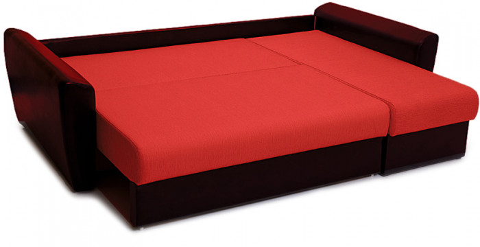 Диван-кровать угловой Амстердам, 150х200, еврокнижка, рогожка/экокожа, красный