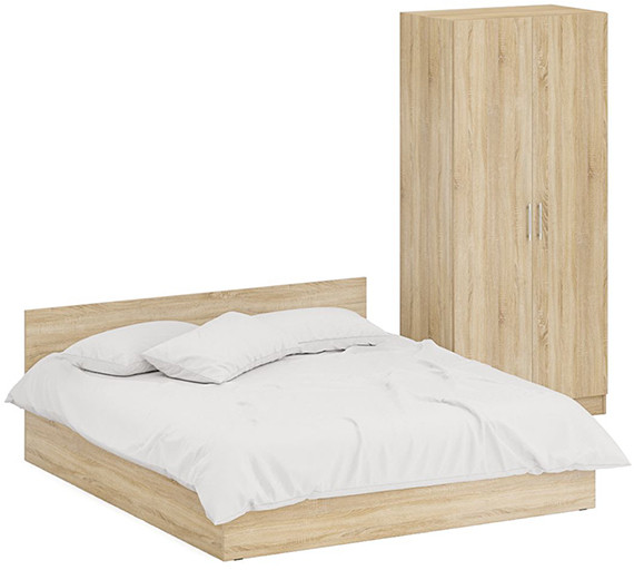 Кровать 1800 + Шкаф 2-х створчатый Стандарт, дуб сонома