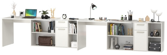 Лайт письменный стол 03.245F + 03.245F, белый шагрень