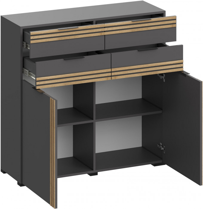 Многофункциональная тумба Нао ТБ-4013, Графит/Графит, Дуб Вотан