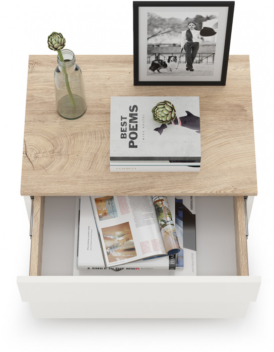 Муссон 16.03 Тумба прикроватная, белый/дуб эндгрейн элегантный