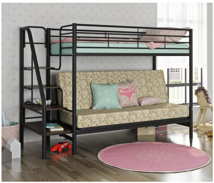 Двухъярусная кровать Мадлен-3 90/120х190 (Гобелен Пифагор, Коричневый)