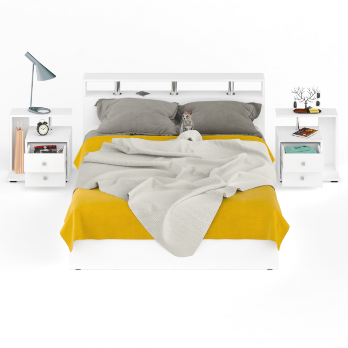 Камелия Кровать 1600 + две тумбы, белый