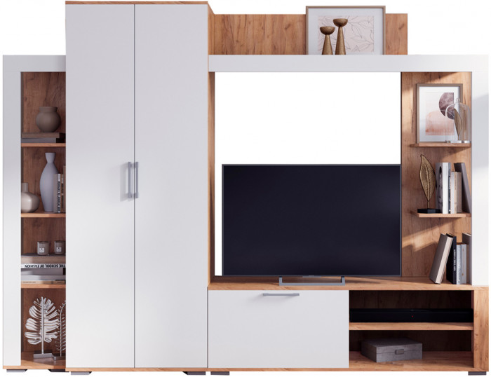 Гостиная Стендмебель Невада Софт Вайт/Дуб Крафт Золото