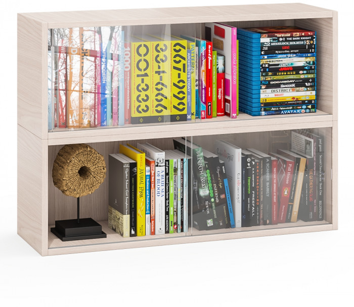 Две полки книжных С-МД-КН01, ясень шимо светлый