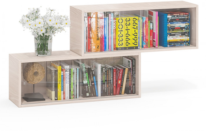 Две полки книжных С-МД-КН01, ясень шимо светлый