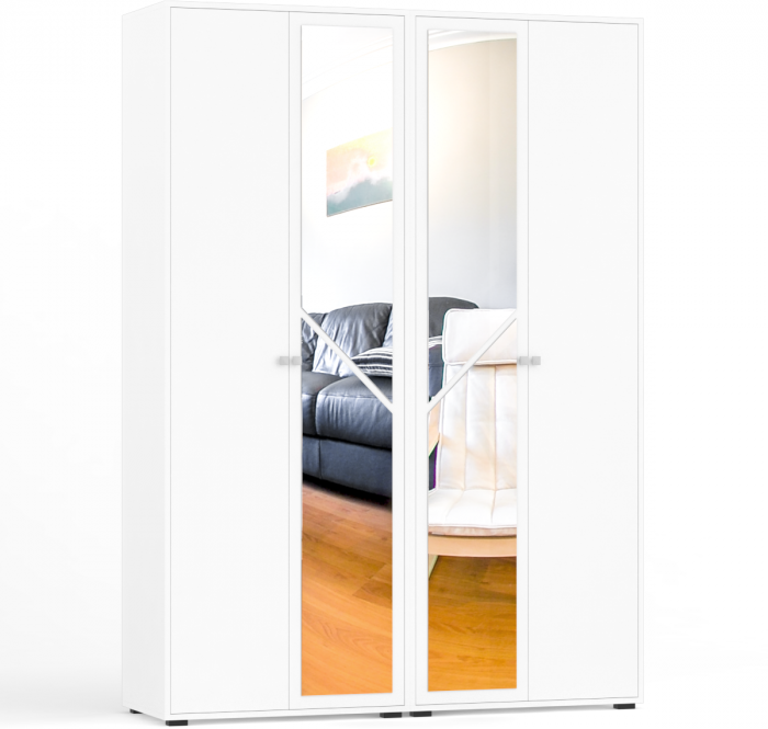 Камелия спальня № 2 Кровать 1600 + Две тумбы + Стол косметич. + Зеркало + Шкаф 4-х, белый