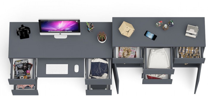 Мори компьютерный стол МС-2 + Комод МК1200.4, графит