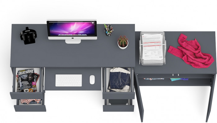 Мори компьютерный стол МС-2 + Тумба МА900.1, графит