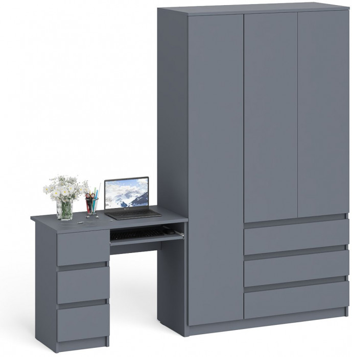 Мори компьютерный стол МС-6 левый + Шкаф МШ1200.1, графит