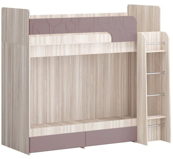 Двухъярусная кровать Бемби МДФ NEW, ясень (Роза, Ясень шимо светлый)