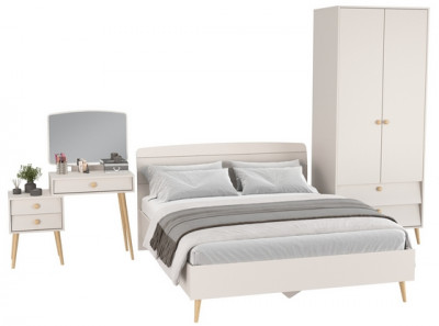 Афина Спальня 03-1600, цвет кашемир серый, сп.м. 1600х2000 мм., б/м, основание есть - фанера