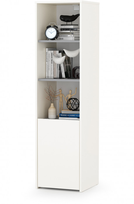 Торонто Компоновка № 02, цвет белый шагрень/стальной серый, ШхГхВ 240х53,1х149,7 см., универсальная сборка