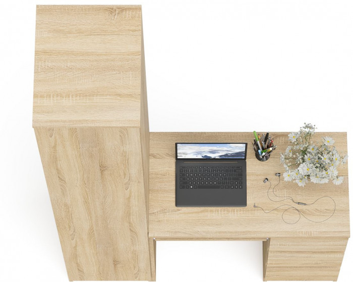 Мори Стол компьютерный МС-6 правый + Пенал МШ400.1, цвет дуб сонома, ШхГхВ 130,4х50,4х209,6 см., выдвижные ящики справа, НЕ универсальная сборка