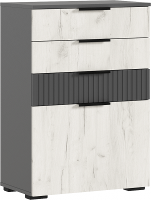 Роджина Комод 600 (Крафт белый, Графит)
