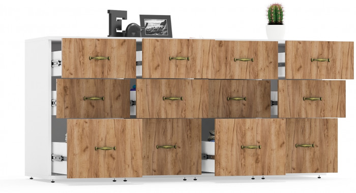 Лидер-8 Тумба МД 3.16 4 шт., белый шагрень/крафт золото