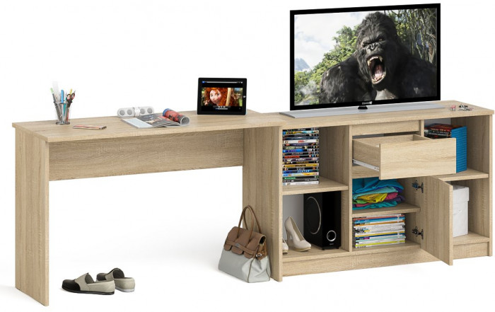 Мори письменный стол МСП1200.1 + Тумба МТВ1204.1, дуб сонома